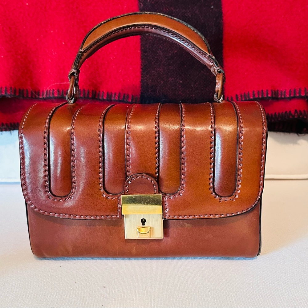 🤎Rare, Stunning Vintage Italian Leather Whiskey colored Handbag